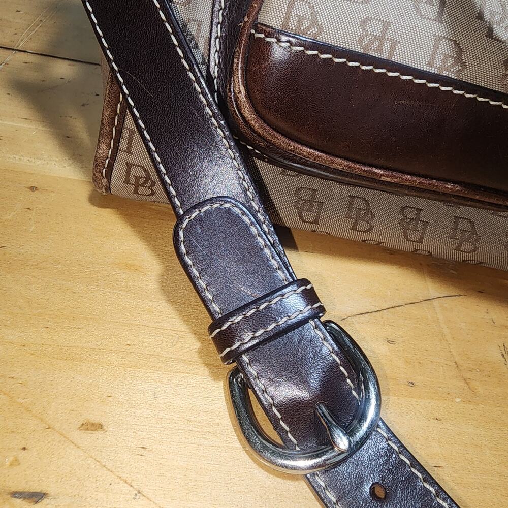 DOONEY & BURKE Monogram Signature Satchel Shoulder Bag Brown Leather - Picture 14 of 14